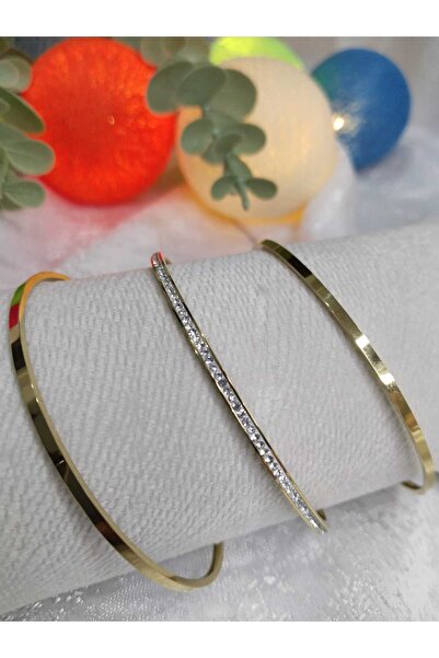 teh5 Zirkon Taş Detaylı 3'Lü Ajda Bilezik