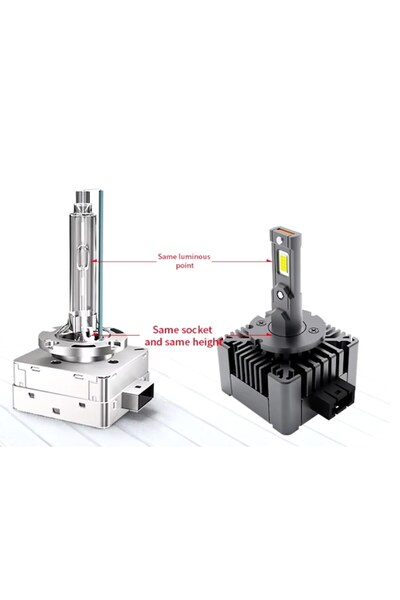 BZRSH Set de 2 becuri LED Xenon de conversie, D1S, 180W, 23.000 lm, Canbus, miez de cupru, radiator din aluminiu