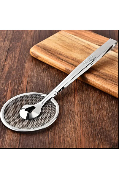 Home Stainless Steel Oil Strainer Tongs 28.5 cm – Fine Pore, Ergonomic Handle, Frying Serving Tongs