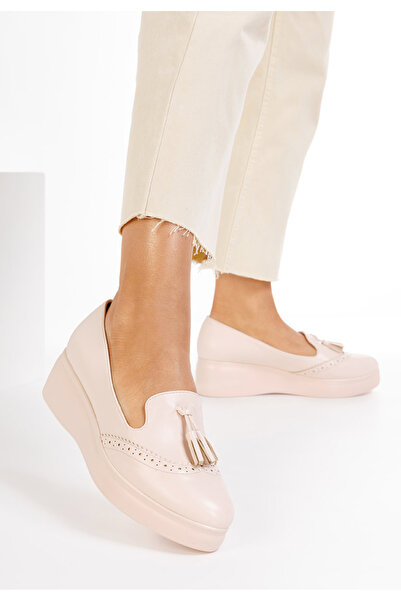 B T Shoes Béžové dámské polobotky na platformě Olbia