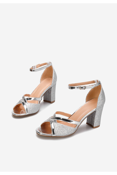 B T Shoes Stribrné elegantní dámské sandály Aniela