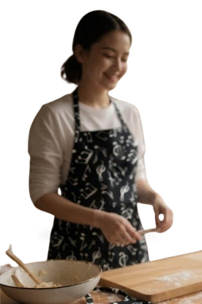 ForWhat 50X70Cm Chef Kitchen Apron with Musical Note Pattern for Office Home Office Cook