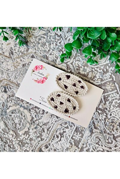ARDEN HOBİ TASARIM Leopard Embroidered Hand-Knitted Snap Button Set (2 Pieces)