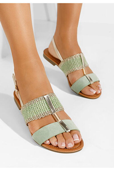 B T Shoes Zelené sandály bez podpatku Almita