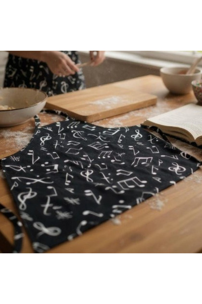 ForWhat 50X70Cm Chef Kitchen Apron with Musical Note Pattern for Office Home Office Cook
