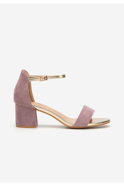 B T Shoes Fialové sandály na podpatku Landete