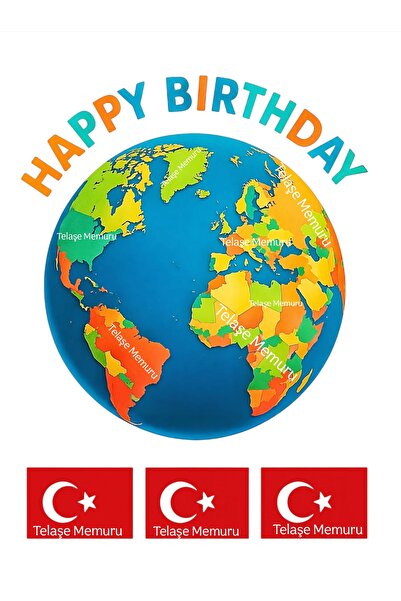 telaşe memuru World and happy birthday edible cake picture print - edible pap...