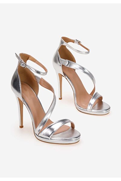 B T Shoes Stribrné elegantní dámské sandály Ribera