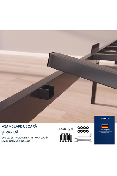 OEM Black metal bed frame, sturdy, easily removable 140x200x35 cm