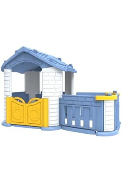 Generic Children's Outdoor Playhouse with Fence, Model CHD-802 (BLUE)