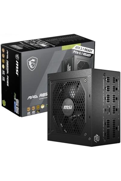 MSI مزود الطاقة MAG A850GL PCIe5، 850 واط، 80 Plus Gold، معياري بالكامل، ATX 3.0