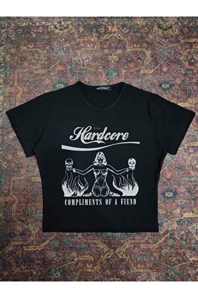 StartMore Black Black Overfit Slim Crop Baby Tee Lycra Combed Cotton