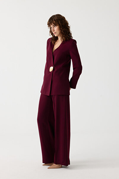 Dizayn Ella Gold aksesuarlı kruvaze kapama ceket takım EL-2704