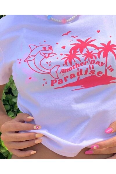 StartMore White White Baby Tee Top Waist Boy Crop T-Shirt Lycra Dtf