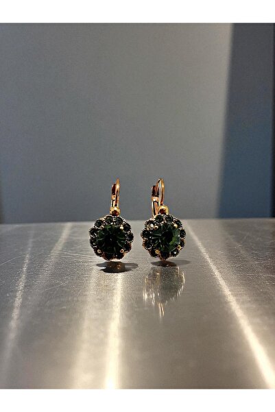 FUYA JEWELLERY Çiçek Motif Black Diamond Taşlı Küpe