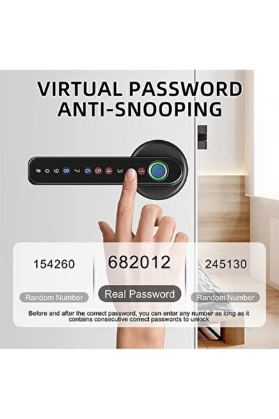 Taimi Durable and Secure Zinc Alloy Smart Door Lock With Fingerprint, Password, Mechanical Key Black