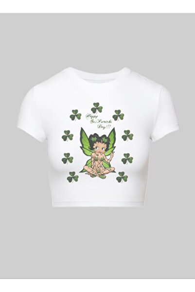 StartMore White White Batman Printed Pinterest Y2K Crop Top Baby Tee Lycra Tight