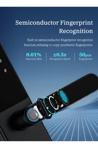 Taimi Smart Wi-Fi lock with fingerprint, keypad, card & Tuya app – for wood/steel doors - 8 pcs