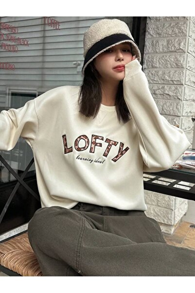 OVER HEAD Lofty alb pentru femei cu imprimeu guler rotund Swea tricou