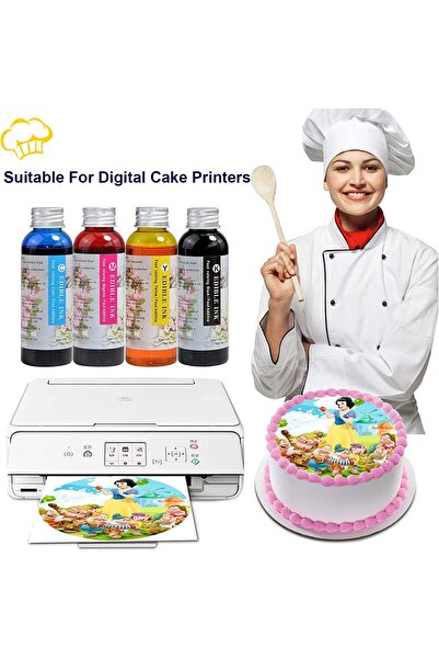 Taimi Food-Grade Ink Refill for Bakery Printer, 4-Pack (Cyan, Magenta, Yellow, Black) - 100ml each