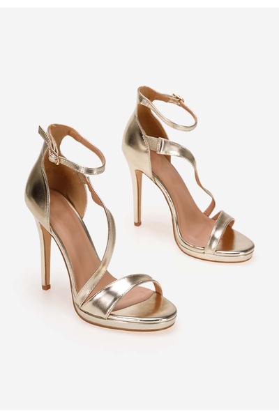 B T Shoes Zlaté sandály na vysokém podpatku Ribera