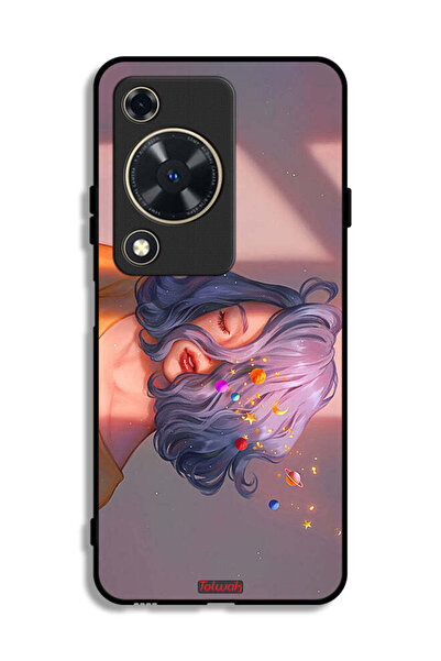 Tolwak Huawei Nova Y72S Protective Case Cover Girl And Space Art