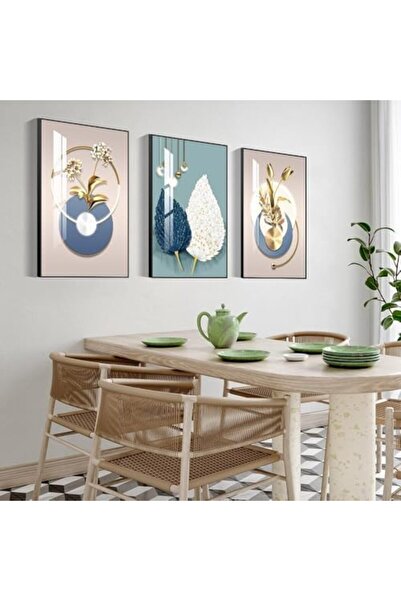 Today Idea مجموعة فنية حديثة مؤطرة مستوحاة من الطبيعة، مكونة من 3 قطع، مقاس 60×80 سم - ديكور حائط