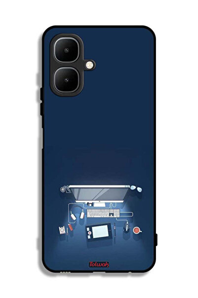 Tolwak غطاء حماية لجهاز تكنو بوب 10 بتصميم فني على مكتب الكمبيوتر