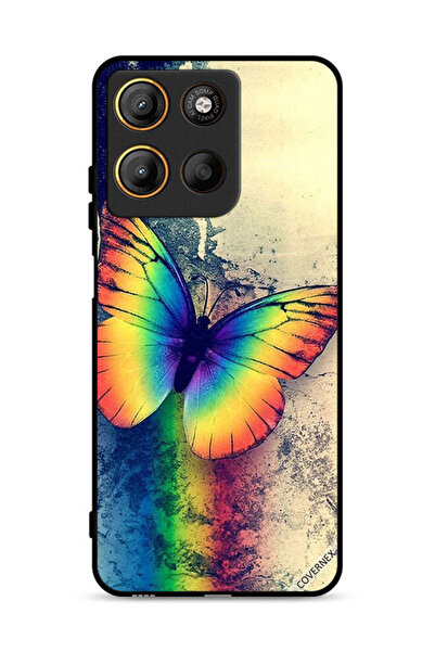 Covernex Motorola Moto G15 Protective Case Cover Vintage Rainbow Butterfly