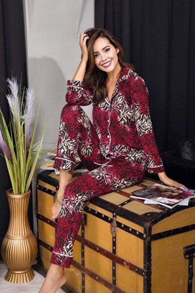 Viselya Set de pijamale din șifon cu guler cu nasturi