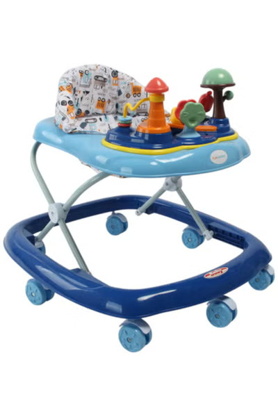 Fun Moment Adjustable Height Foldable Baby Walker 6-18 Months Blue