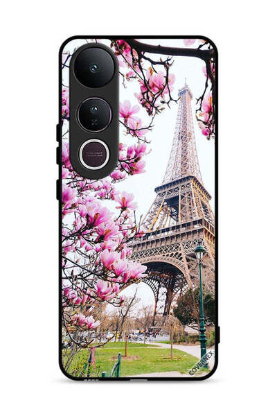 Covernex غطاء حماية لهاتف فيفو V50 لايت - زهور وبرج إيفل
