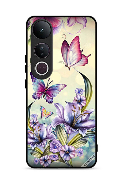 Covernex Vivo V50 Lite Protective Case Cover Purple Flowers & Butterflies