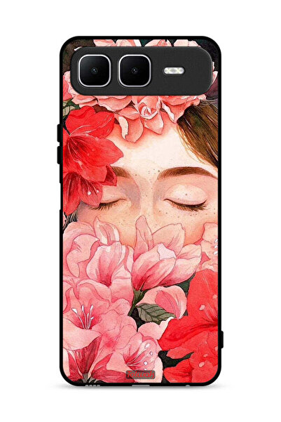 Tolwak غطاء حماية من إنفينيكس سمارت ١٠ بلس، وجه فتاة مخفي في فن الزهور