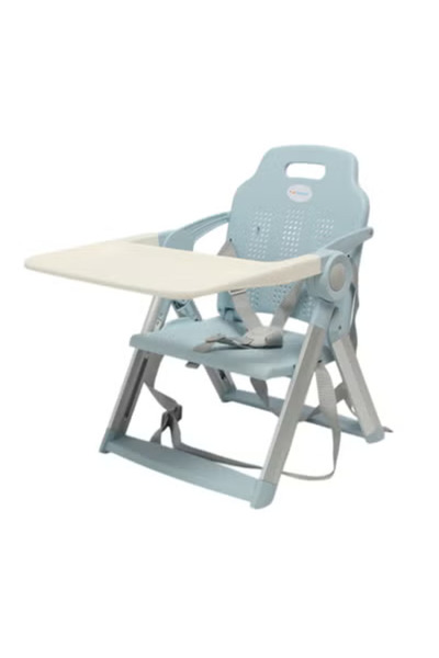 Fun Moment Foldable Baby High Chair with Safety Belt and Removable Tray blue