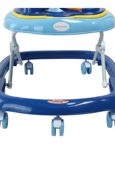 Fun Moment Adjustable Height Foldable Baby Walker 6-18 Months Blue