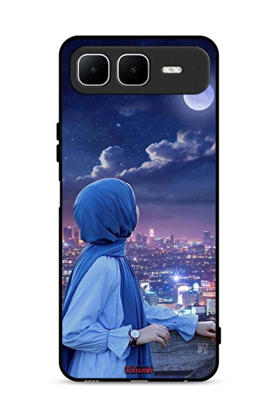 Tolwak غطاء حماية لهاتف إنفينيكس سمارت ١٠ بلس بطبعة فتاة محجبة تنظر إلى القمر