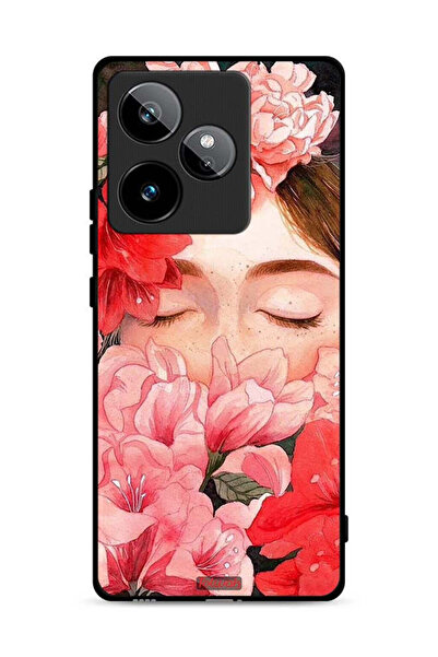 Tolwak غطاء حماية لهاتف Realme GT 7 5G، وجه فتاة مختبئة في فن الزهور