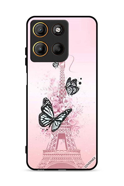 Covernex غطاء حماية لهاتف موتورولا موتو جي 15 بنقشة فراشات على برج إيفل