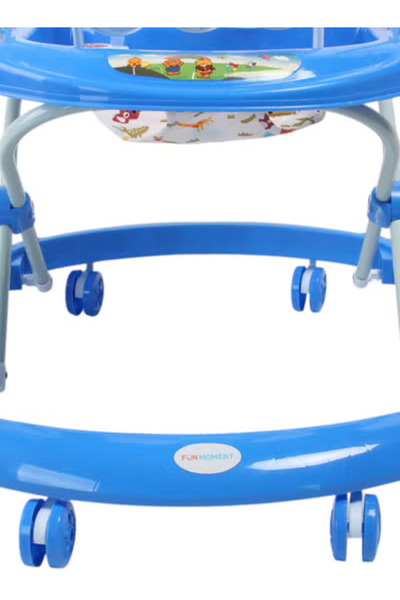 Fun Moment Adjustable Height Foldable Baby Walker 6-18 Months Blue