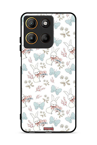 Tolwak غطاء حماية لهاتف موتورولا موتو جي 15 بطبعة أرنب وفراشات