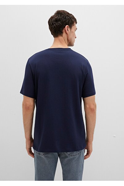 Mavi Чорна футболка з принтом, прямий крій, 100% бавовна