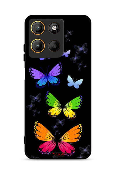 Tolwak غطاء حماية لهاتف موتورولا موتو جي 15 بنقشة فراشات ملونة