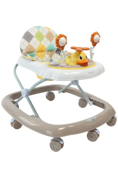 Fun Moment Adjustable Height Foldable Baby Walker 6-18 Months Brown