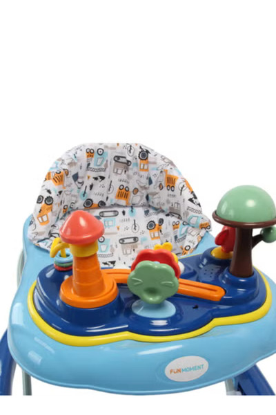 Fun Moment Adjustable Height Foldable Baby Walker 6-18 Months Blue