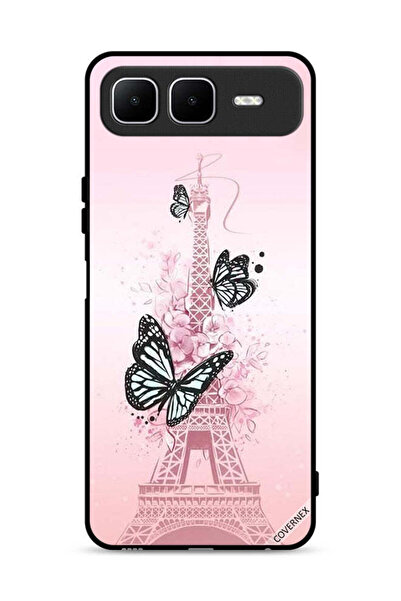 Covernex غطاء حماية لهاتف إنفينيكس سمارت ١٠ بلس بنقشة فراشات على برج إيفل