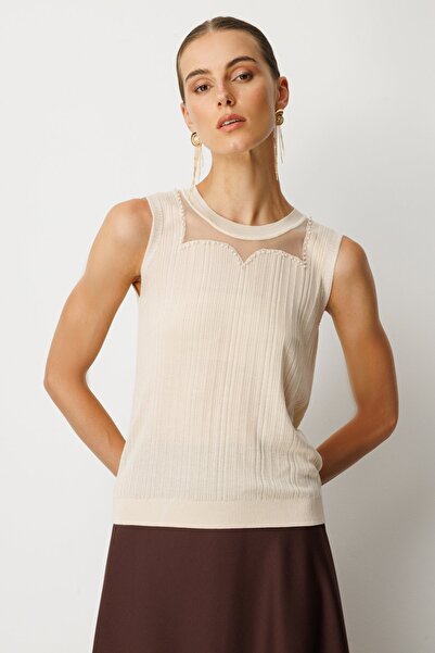 ON Πλεκτή μπλούζα με χάντρες στο λαιμό