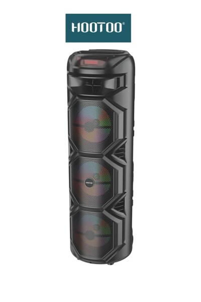 HooToo H00T00 Bluetooth Party Speaker with LED Lights and Remote Control - Powerful and Clear Sound - Memory Card Support - Model HT-SP004