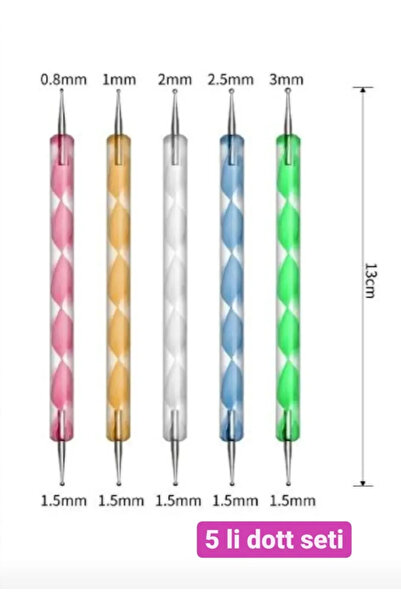 Anıl Gel Polish Nail Art Tırnak Süsleme Kalemi 5li Dor Noktalama Kalemi Seti