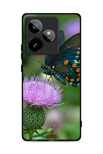 Tolwak غطاء حماية لهاتف Realme GT 7 5G بتصميم فراشة على زهرة